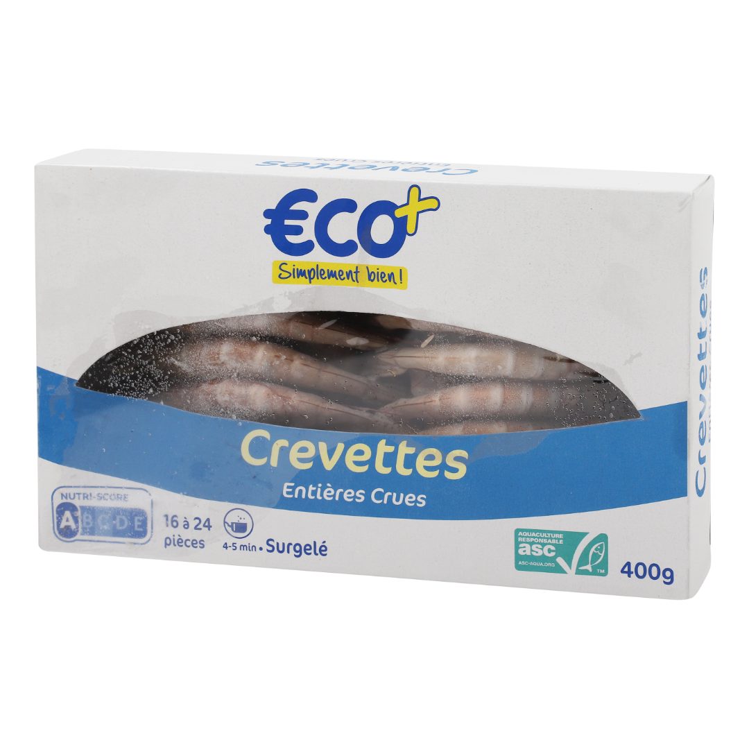 Crevettes entières crues surgelées - 400g Eco : photo du produit rappelé le 07/11/2024