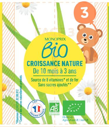 Croissance nature 1l bio Monoprix Monoprix BIO : photo du produit rappelé le 23/10/2026