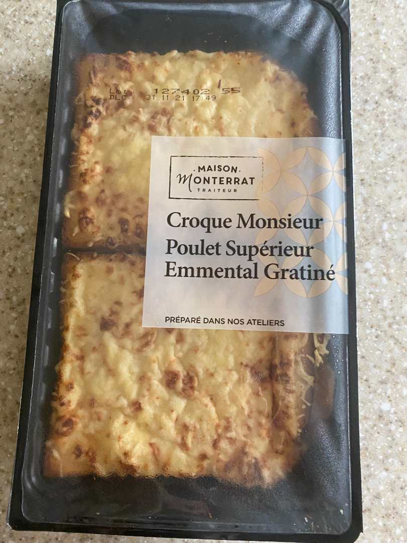 Croque-monsieur poulet supérieur emmental gratiné Maison Monterrat Traiteur : photo du produit rappelé le 05/10/2021