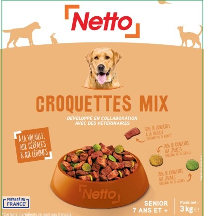 Croquettes chien senior Netto : photo du produit rappelé le 08/01/2025