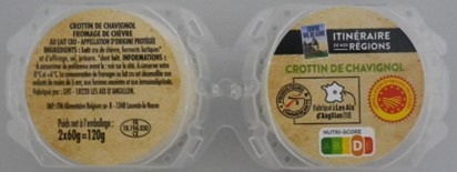 Crottin de chavignol AOP 2x60g Itinéraire de Nos Régions : photo du produit rappelé le 25/10/2024