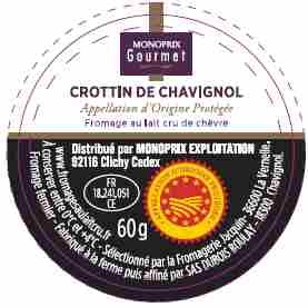 Crottin de chavignol AOP 60g Monoprix Gourmet : photo du produit rappelé le 17/10/2025
