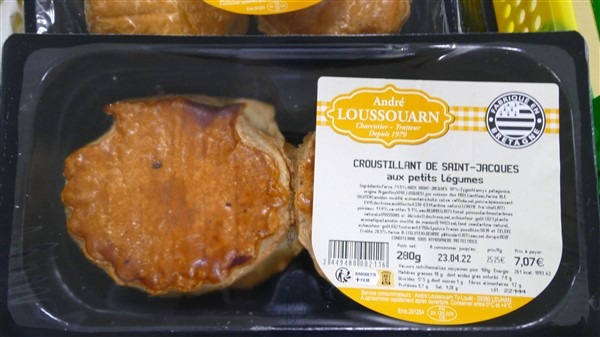 Croustillant de saint-jacques aux petits legumes Andre Loussouarn : photo du produit rappelé le 12/04/2022