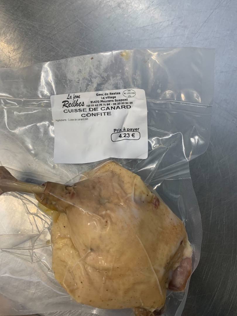 Cuisse de canard confite La Ferme Reilhes : photo du produit rappelé le 22/04/2022
