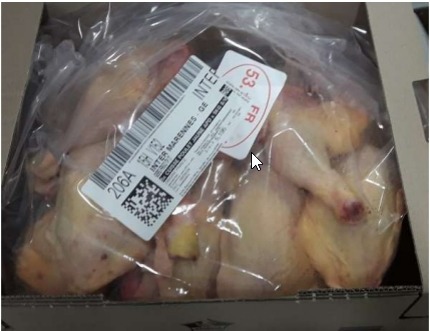 Cuisse de poulet jaune avec portion de dos : photo du produit rappelé le 05/06/2024