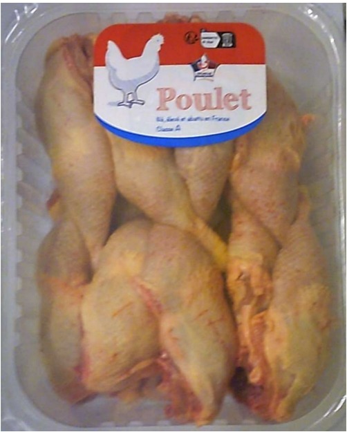 Cuisse de poulet jaune avec portion de dos : photo du produit rappelé le 05/06/2024
