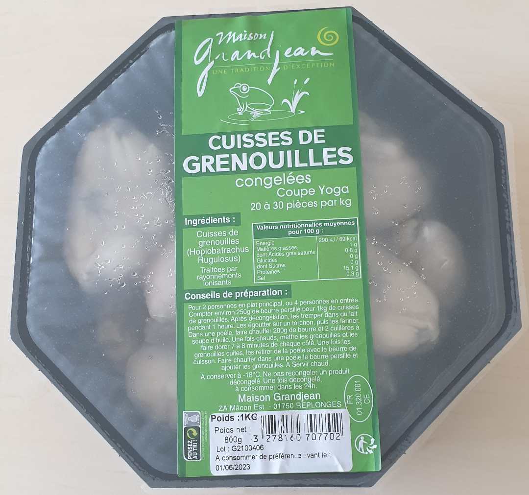 Cuisses de grenouilles congelées Maison Grandjean : photo du produit rappelé le 31/08/2021