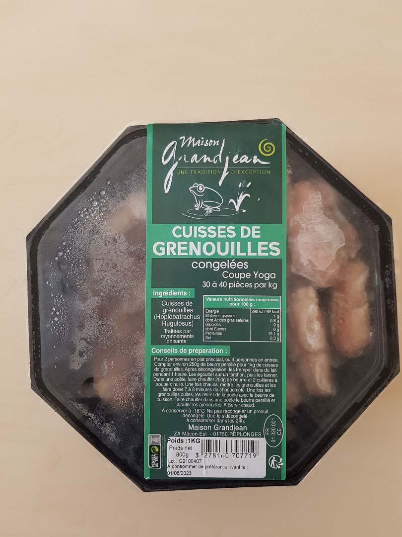 Cuisses de grenouilles congelées Maison Grandjean : photo du produit rappelé le 23/09/2021