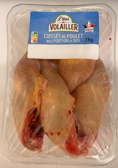 Cuisses de poulet jaune avec portion de dos 1kg L’Étal du Volailler : photo du produit rappelé le 05/06/2024