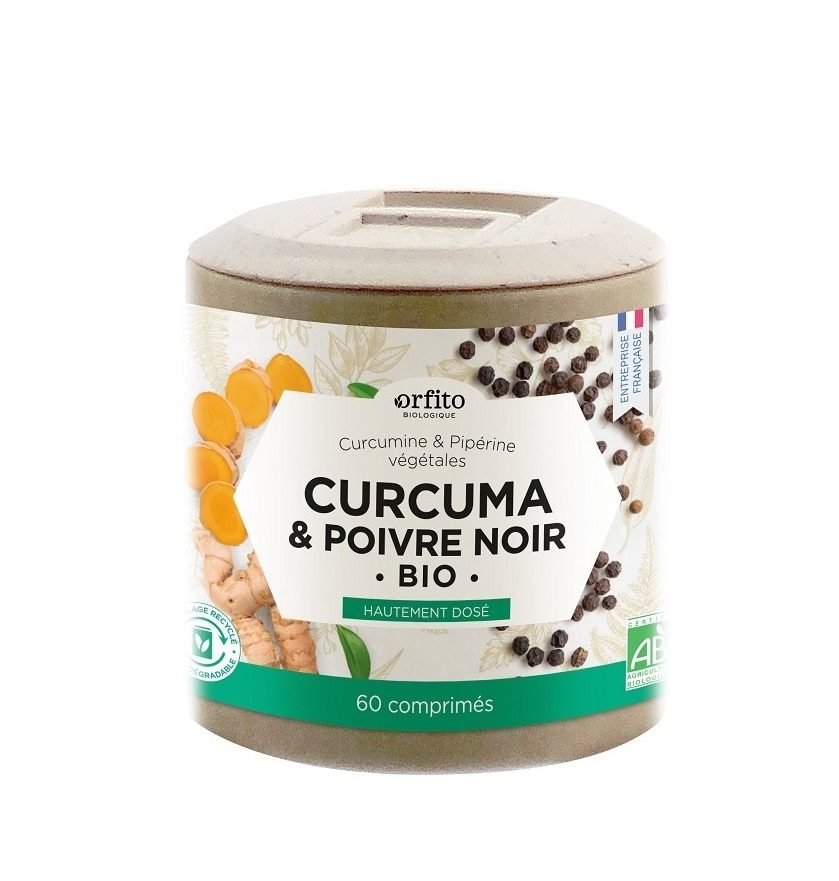 Curcuma bio & poivre noir bio - 60 comprimés Orfito : photo du produit rappelé le 07/06/2021