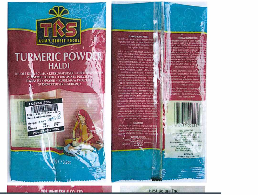 Curcuma en poudre TSR Tumeric Powder Haldi : photo 2 sur 2 du produit rappelé le 23/11/2023