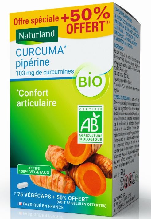 Curcuma & piperine bio Naturland : photo 3 sur 3 du produit rappelé le 09/06/2021