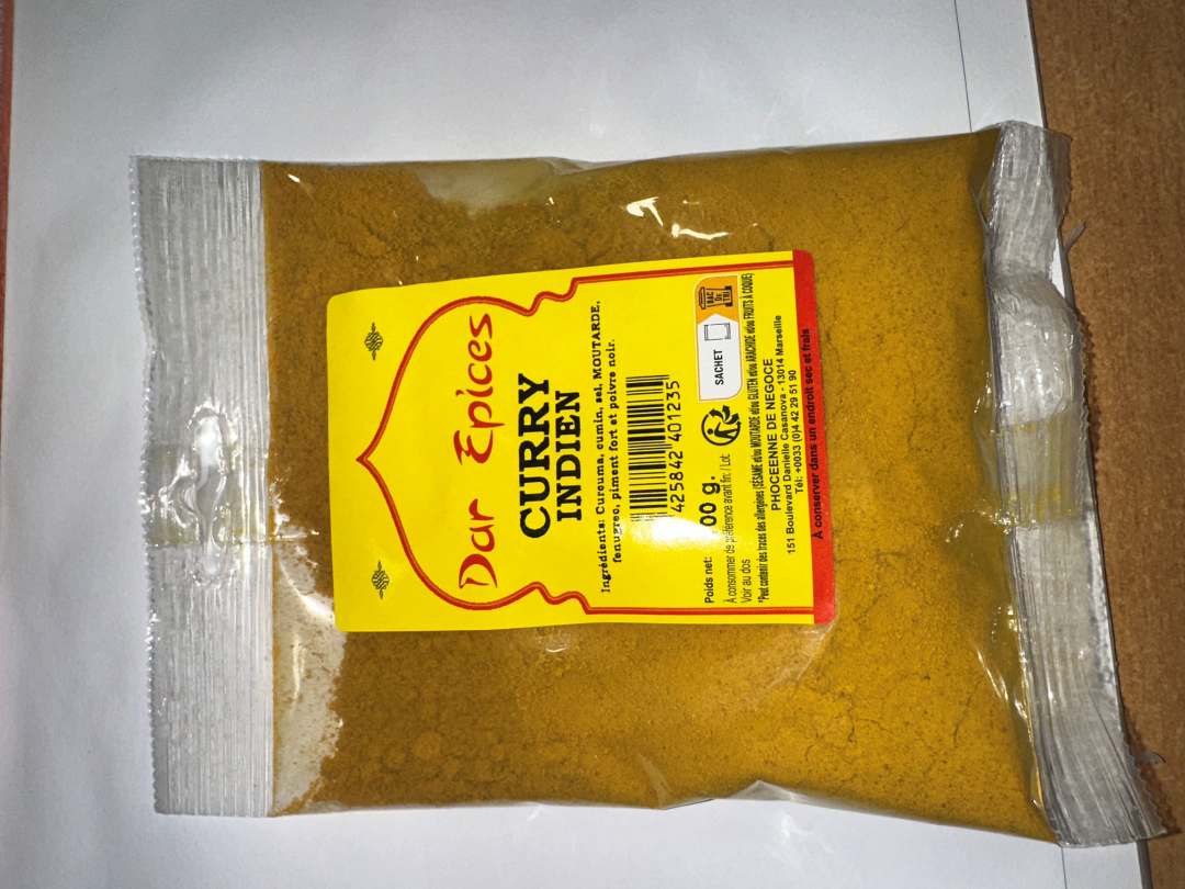 Curry indien 100gr Dar Epices : photo du produit rappelé le 06/01/2025