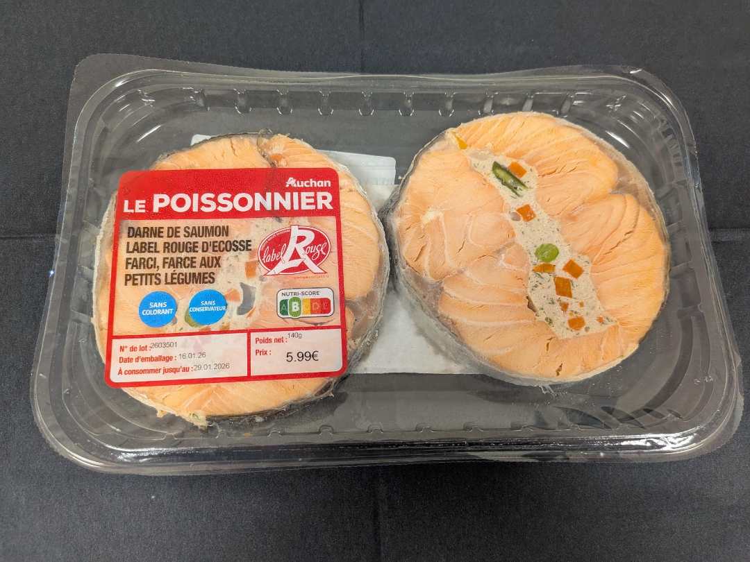 Darne de saumon farci label rouge Les Entrées de la Mer : photo du produit rappelé le 19/01/2026