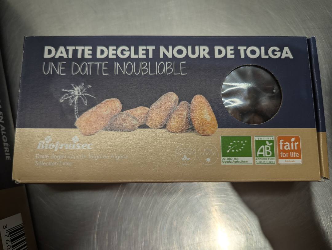Datte deglet nour 400 g Biofruisec : photo du produit rappelé le 26/07/2024