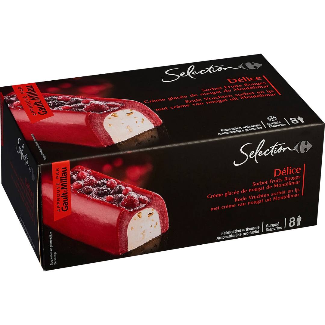 Délice - sorbet fruits rouges crème glacé de nougat Carrefour Selection : photo du produit rappelé le 08/11/2021