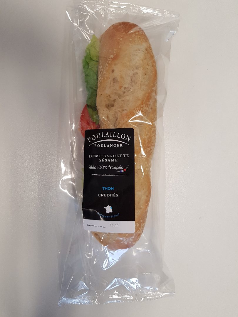 Demi baguette sésame thon crudités Poulaillon : photo du produit rappelé le 08/10/2024