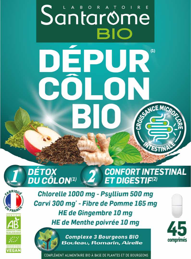 Depur colon bio 45 comprimés Santarome BIO : photo du produit rappelé le 29/09/2021