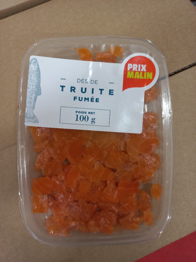 Dés de truite fumée 100g Prix Malin : photo du produit rappelé le 11/07/2024