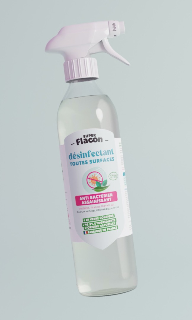 Désinfectant en verre consigné – antibactérien assainissant Super Flacon : photo du produit rappelé le 19/12/2025