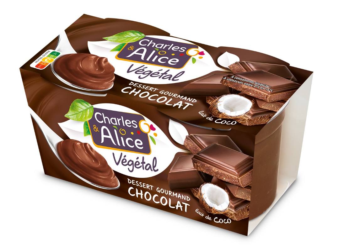Dessert au lait de coco et chocolat Charles et Alice : photo du produit rappelé le 28/02/2024