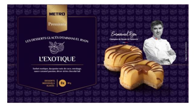 Desserts individuels glacés l'exotique 8x80g Metro premium : photo du produit rappelé le 04/03/2022