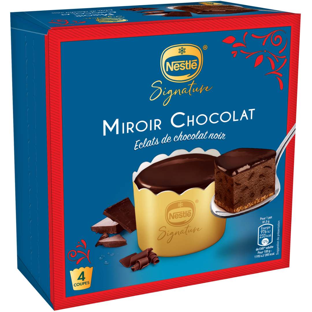 Desserts individuels nestle signature miroir chocolat x4 : photo du produit rappelé le 04/08/2021