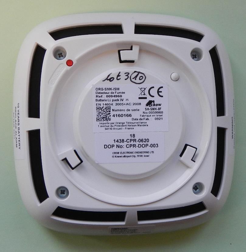 Dispositif de détection de fumée Crow Electronic : photo 2 sur 3 du produit rappelé le 26/02/2024