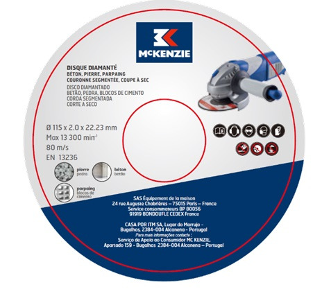 Disques diamant segmentés d115mm MC Kenzie : photo du produit rappelé le 02/05/2024