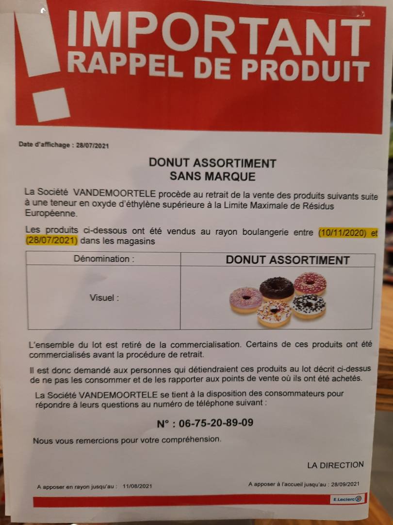 Donut assortiment : photo du produit rappelé le 05/08/2021
