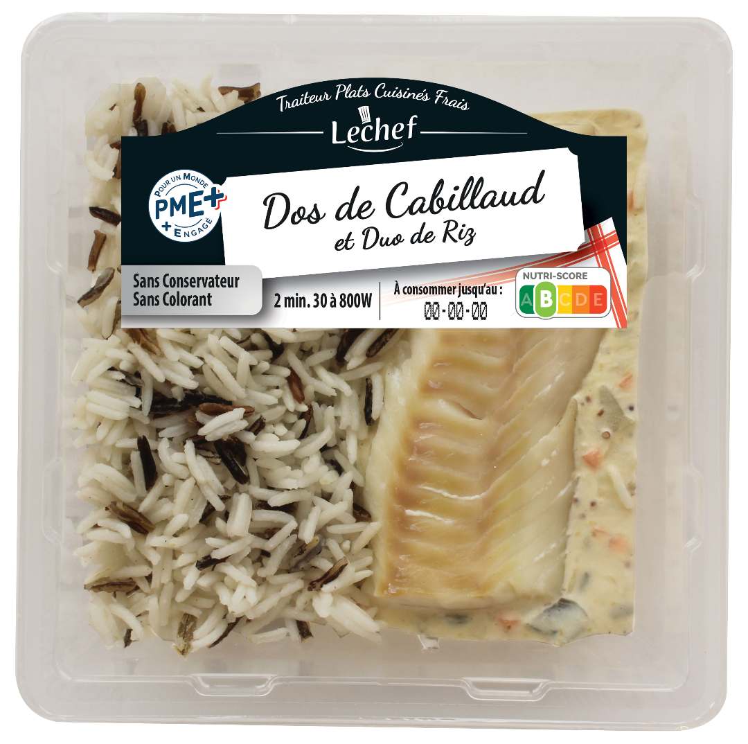 Dos de cabillaud, sauce à la crème et duo de riz - 270g Lechef : photo du produit rappelé le 16/09/2025