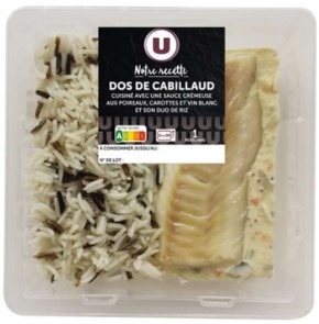 Dos de cabillaud sauce aux légumes et duo de riz u 270g pe : photo du produit rappelé le 17/09/2025