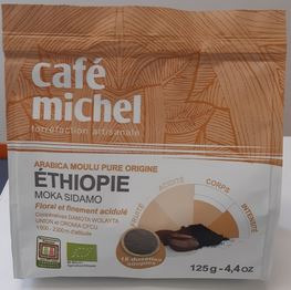 Dosette souple ethiopie x18, 1kg grains expresso gourmet, 500g Cafe Michel : photo du produit rappelé le 03/04/2024