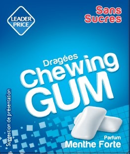 Dragées chewing gum sans sucres Leader Price : photo du produit rappelé le 09/06/2021