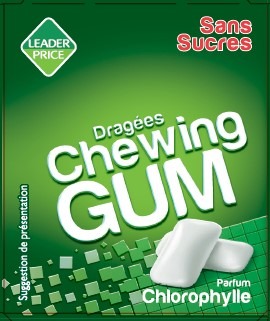 Dragées chewing gum sans sucres Leader Price : photo 2 sur 2 du produit rappelé le 09/06/2021