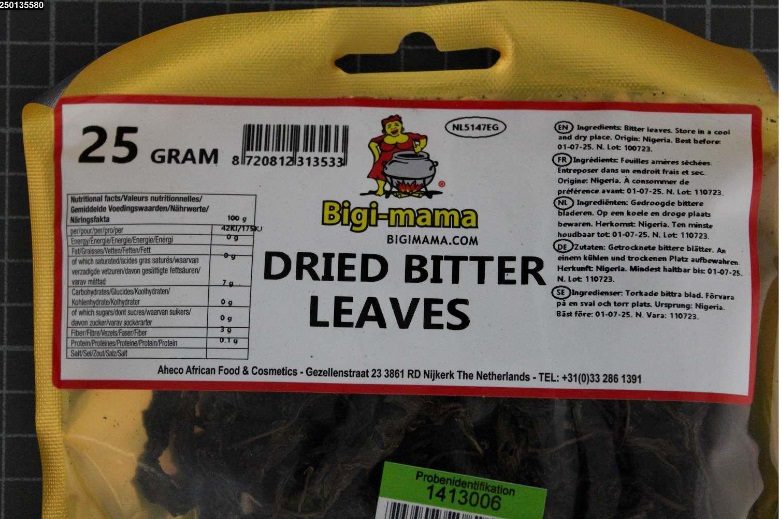 Dried bitter leaves (feuilles amères séchées) Bigi-Mama : photo 2 sur 2 du produit rappelé le 20/03/2025