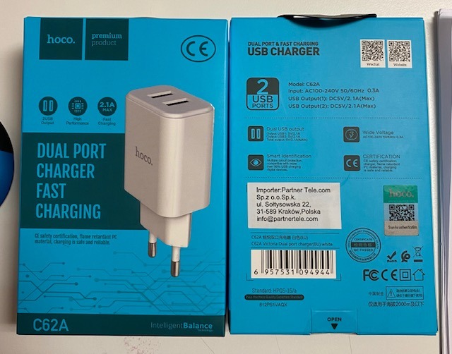 Dual port charger fast charging Hoco : photo du produit rappelé le 25/06/2021