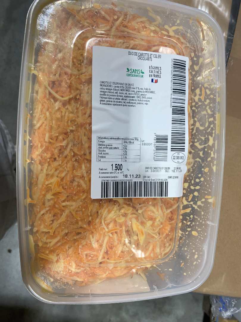 Duo carotte cèleri croquants : photo du produit rappelé le 03/11/2023
