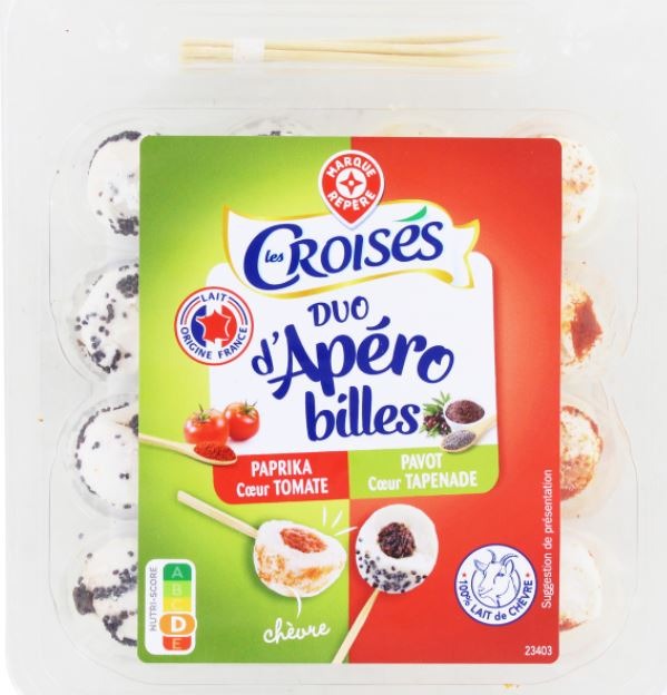 Duo de billes chèvre tomate/paprika - tapenade/pavot - 65g Les Croises : photo du produit rappelé le 12/05/2022