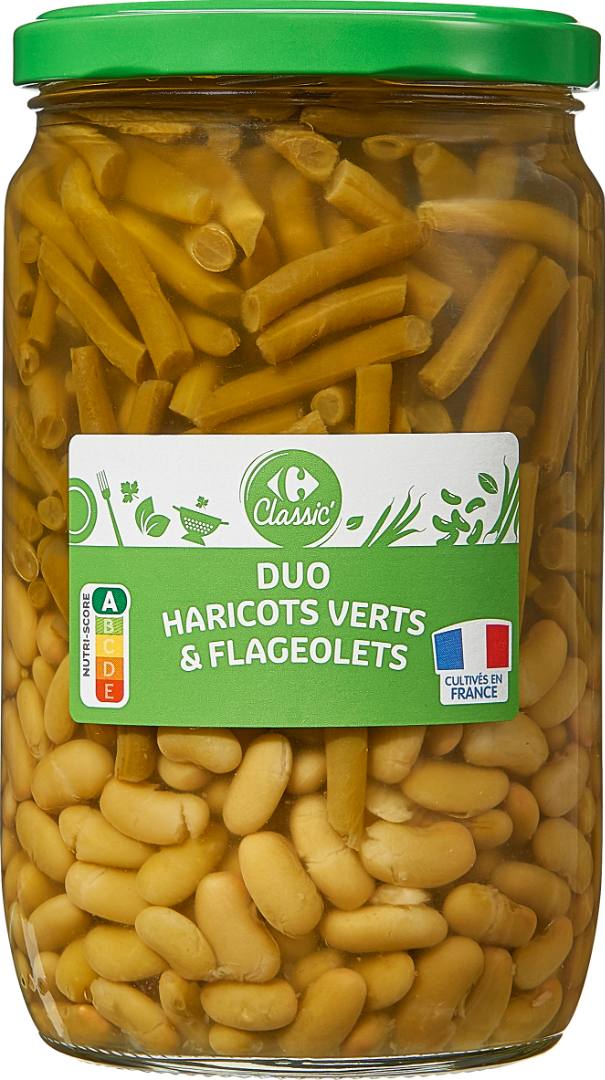 Duo haricots verts & flageolets Carrefour Classic : photo du produit rappelé le 09/12/2021