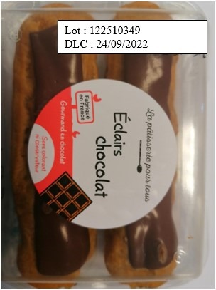 Eclair au chocolat La Pâtisserie pour Tous : photo du produit rappelé le 20/09/2022