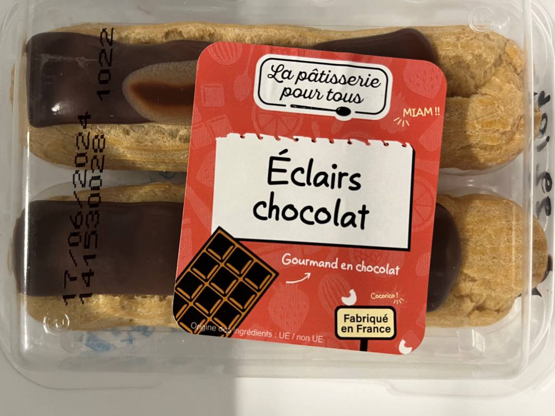 Eclairs au chocolat La Pâtisserie pour Tous : photo du produit rappelé le 07/06/2024