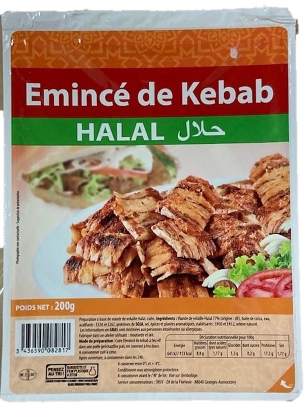 Emince de kebab 200g - halal : photo du produit rappelé le 13/09/2022