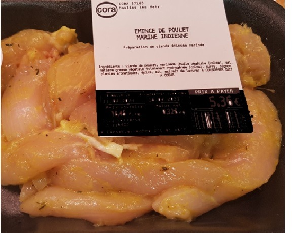 Émincé de poulet mariné à l'indienne Préparé par le Magasin : photo du produit rappelé le 13/04/2023
