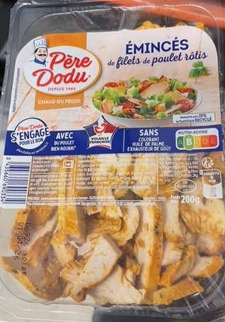Emincés de filet de poulet rôtis Pere Dodu : photo du produit rappelé le 17/03/2026