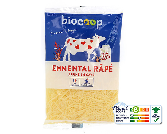Emmental râpé 29% mg 200g Biocoop : photo du produit rappelé le 16/12/2022