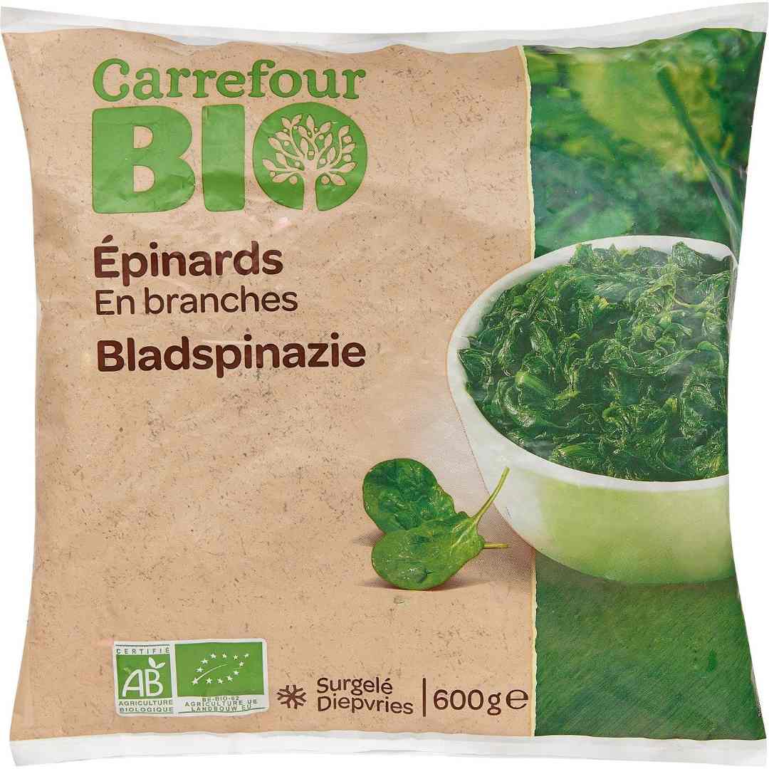 Epinards en branches bio Carrefour BIO : photo du produit rappelé le 22/01/2024