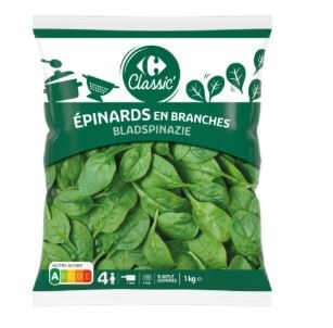 Epinards en branches Carrefour Classic : photo du produit rappelé le 30/12/2025