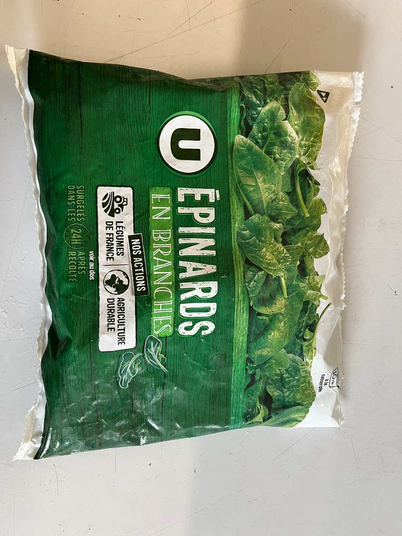 Epinards en branches u sachet 1kg : photo du produit rappelé le 24/07/2025