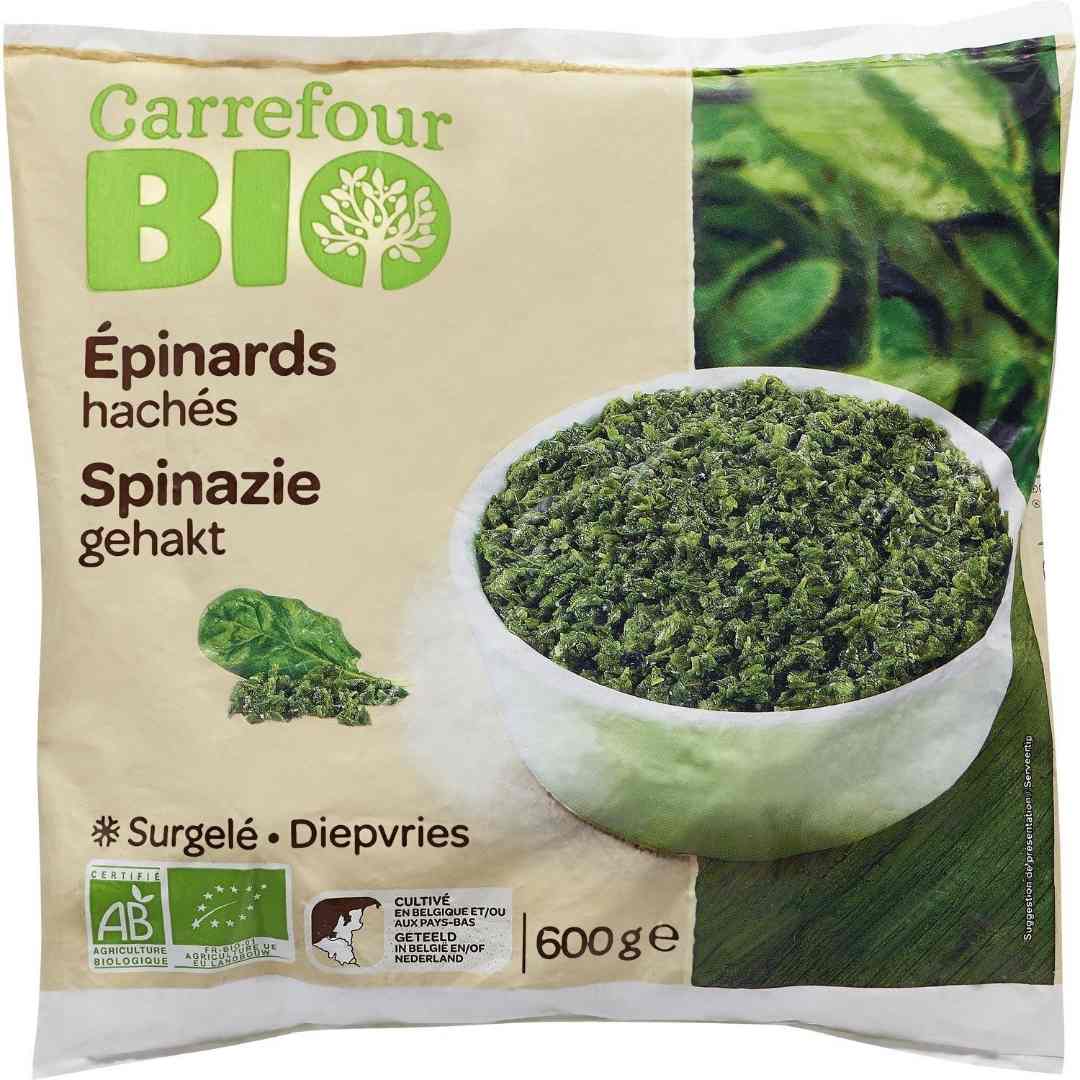 Epinards hachés surgelés Carrefour BIO : photo du produit rappelé le 05/06/2023